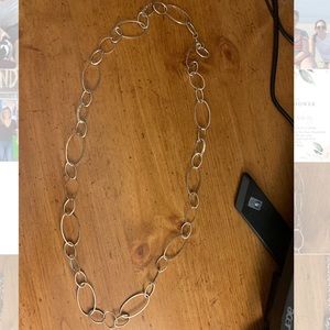Long silver necklace